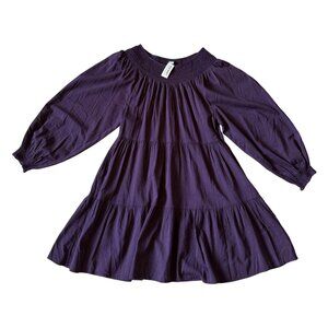 Old Navy Womens Purple Long Sleeve Tiered Mini Smocked Swing Dress M NWT